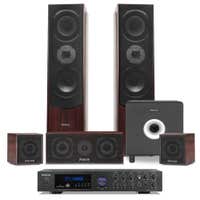 Conjunto completo de sonido envolvente Fenton para cine en casa 5.1 - Bluetooth - Subwoofer de 10'' - Nogal