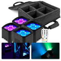 BeamZ BBP94W - Pack de 4 unidades foco uplights LED con batería + Bolsa