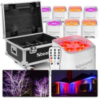 BeamZ BBP96SW – Pack de 8 focos led con batería 6x12W WDMX + flightcase FCC9 con carga integrada – Color blanco