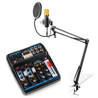 Kit de inicio de podcast de Vonyx con mezclador, micrófono de estudio CMS400B y brazo de micrófono