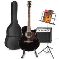 Guitarra electroacústica MAX ShowKit con soporte y guitarra - Negra