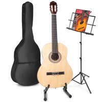 Guitarra acústica clásica MAX SoloArt con partituras y soporte - Madera