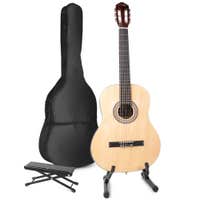 Guitarra acústica clásica MAX SoloArt con soporte y reposapiés - Madera