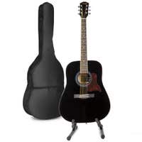 Set de inicio para guitarra acústica occidental MAX SoloJam con soporte - Negro