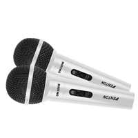 Fenton DM100W - Juego de 2 micrófonos blancos para karaoke y DJ