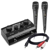 Vonyx AV430B – Pack karaoke con 2 micrófonos, mixer con efecto echo y cable RCA a jack 3.5mm 1.5m, color negro