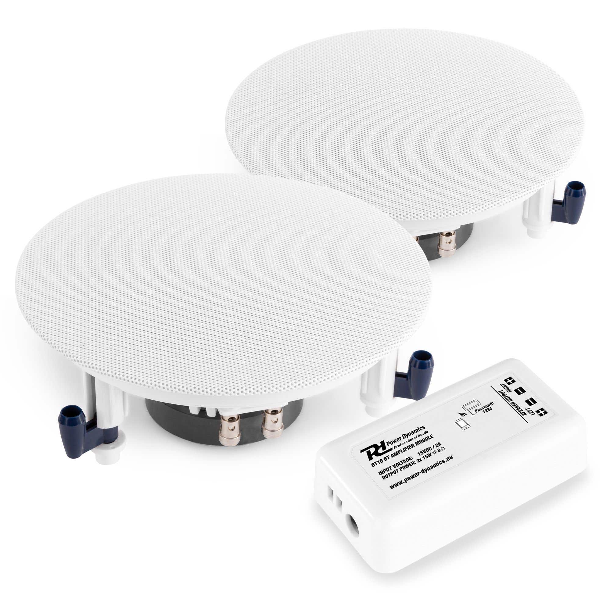 Power Dynamics Altavoz integrado ESCS6 (2x) con amplificador Bluetooth BT10