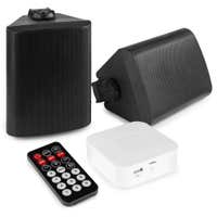 Power Dynamics - Pack con Mini amplificador BT20 con Bluetooth y altavoces de exterior (5" - 120W) color negro