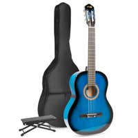 Guitarra acústica clásica MAX SoloArt con reposapiés - Azul