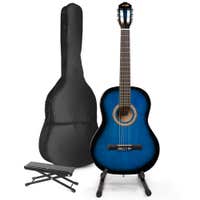 Guitarra acústica clásica MAX SoloArt con soporte y reposapiés - Azul