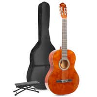 Guitarra acústica clásica MAX SoloArt con reposapiés - Marrón (madera)