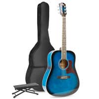 Kit de inicio para guitarra acústica occidental MAX SoloJam con reposapiés - Azul