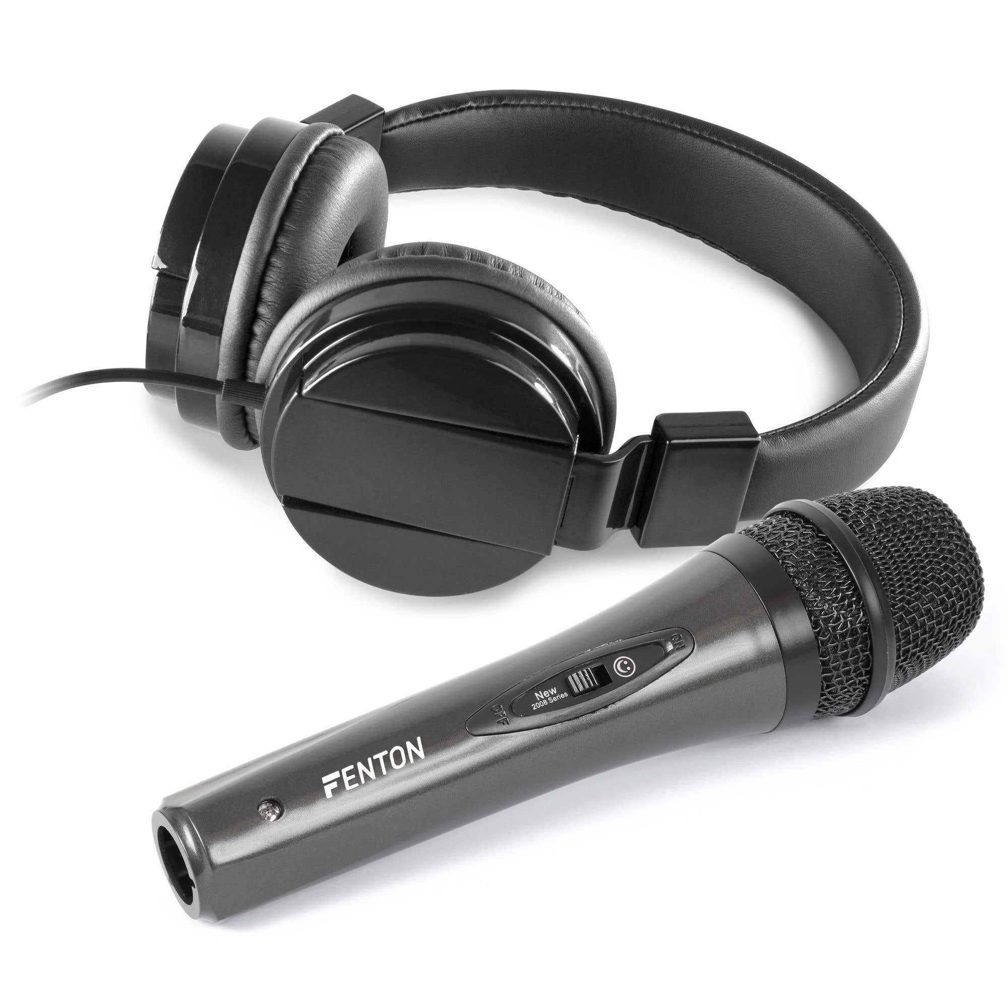 Set de accesorios para DJ con auriculares y micrófono para DJ.