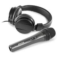 Set de accesorios para DJ con auriculares y micrófono para DJ.