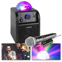 Vonyx SBS50B Set de karaoke Bluetooth a batería con micrófono inalámbrico y efecto de luz