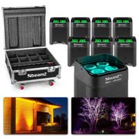 BeamZ BBP54 Uplight Pack - 8 Focos Uplight BBP54 RGBAW-UV, batería, DMX inalámbrico, con flightcase de carga