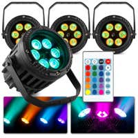 BeamZ Pack de 4 Focos Par Aluminio BWA63 LED IP65 impermeables con 6 leds de 3W