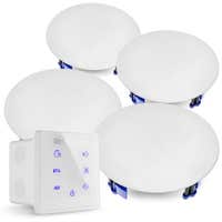 Powerline A100WSet - Pack de Amplificador Bluetooth empotrable con pantalla táctil y 4 altavoces de techo de 6,5”