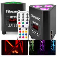 BeamZ BBP93 – Pack de 2 unidades – 2 Foco Par Led a batería 3 x 10W RGBW con mando y DMX – Color negro