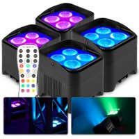 BeamZ BBP94W - Set de 4 Uplights con batería, 4 LEDs de 12W y DMX inalámbrico