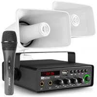 Power Dynamics - Sistema de megafonía para coche con amplificador, 2 altavoces y micrófono - 30W - 12V