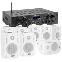 Pack de audio con Amplificador Power Dynamics PV240BT + 4 juegos de altavoces BGO30 blancos + cable de altavoz de 100 m