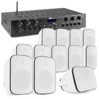 Power Dynamics pack de sonido con Amplificador PV260BT + 6 juegos de altavoces BD50W Blancos + cable de altavoz de 100 m