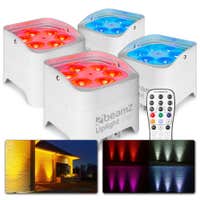 BeamZ BBP96SW – Pack de 4 focos led con batería 6x12W WDMX para eventos y decoración profesional – Color blanco