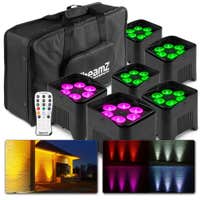 BeamZ BBP96S - Juego de 6 focos de batería con LED de 12 W y bolsa / funda de vuelo