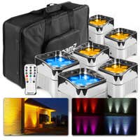 BeamZ BBP96SC batería de cromo Uplight Par 6x12W WDMX - paquete de 6 con bolsa