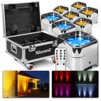 BeamZ BBP96SC – Pack de 8 focos led con batería 6 x 12W WDMX + flightcase FCC9 con carga integrada – Color cromado