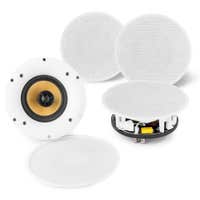 Power Dynamics WCS50 - Pack de altavoces de Techo WiFi/Bluetooth de 50W con Sistema Multizona y Sonido Premium. 2 packs de 2 altavoces - Color blanco