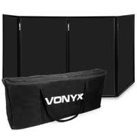 Pantalla plegable para cabina de DJ Vonyx DB2B con bolsa - 280 x 120 cm en total - Negra