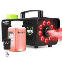 Fuzzix F509L Máquina de humo para fiestas de 500 w con 9 LED RGB y mando a distancia inalámbrico. Incluye 250 ml de líquido de humo
