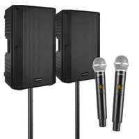 Vonyx Set de karaoke para adultos de con 2 micrófonos inalámbricos - 2 potentes altavoces con soportes incluidos