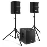 Power Dynamics Sistema de sonido completo PDY210 juego de altavoces activos 2.1 15 pulgadas 1700 W con soportes de altavoz