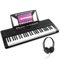 MAX Rhapsody54 Pack de teclado piano con 54 teclas con soporte para partituras y auriculares, perfecto para principiantes