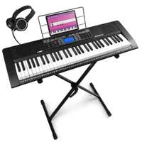 MAX Rhapsody61 teclado piano digital con 61 teclas - Pack completo de teclado con soporte y auriculares