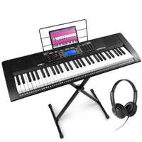 MAX Rhapsody61M - Pack de teclado de 61 teclas sensibles al tacto que incluye soporte y auriculares