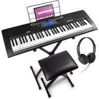 MAX Rhapsody61M pack completo con teclado de 61 teclas sensibles al tacto, banqueta, soporte y auriculares