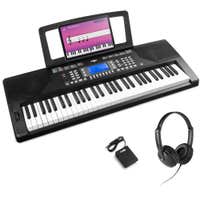 MAX Rhapsody61P - Teclado de 61 teclas sensibles al tacto, con pedal de sustain y auriculares