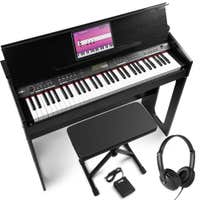 MAX RhapsodyDP61 Conjunto de teclado completo, incluye mueble, pedal de sustain, auriculares y banqueta