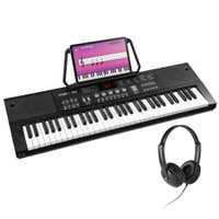 MAX KB15 Pack de teclado de 61 teclas con auriculares y soporte para partituras - Perfecto para principiantes - Batería recargable