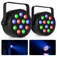 Fuzzix Pack de 2 PLF12 Party LED Pars - 12x 2W LEDs - RGB - Con DMX y mando
