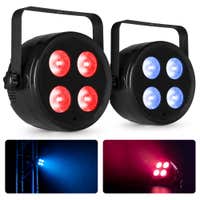 Fuzzix Pack de 2 PLF20 Party LED pars - 4x 12W RGBAW LEDs - Con DMX y mando