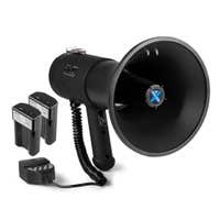 Vonyx MEG075 - Megáfono portátil de 75W con USB, Bluetooth, sirena y 2 baterías recargables incluidas, color negro mate