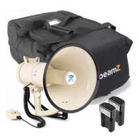 Vonyx MEG120 - Kit completo de megáfono con bolsa de transporte y 2 baterías de ión-litio - Megáfono beige - 120W