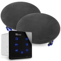 Power Dynamics Powerline A50B Pack con amplificador de audio integrado y 2 altavoces de techo - Negro