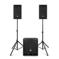 Power Dynamics Conjunto Combo1200 con soportes , Conjunto de altavoces activos 2.1 con Bluetooth - 1200 W
