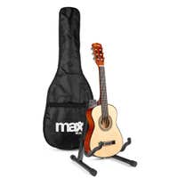 MAX SoloArt Junior 1/4 - Guitarra Clásica infantil - Set de iniciación completo con accesorios y soporte - Madera